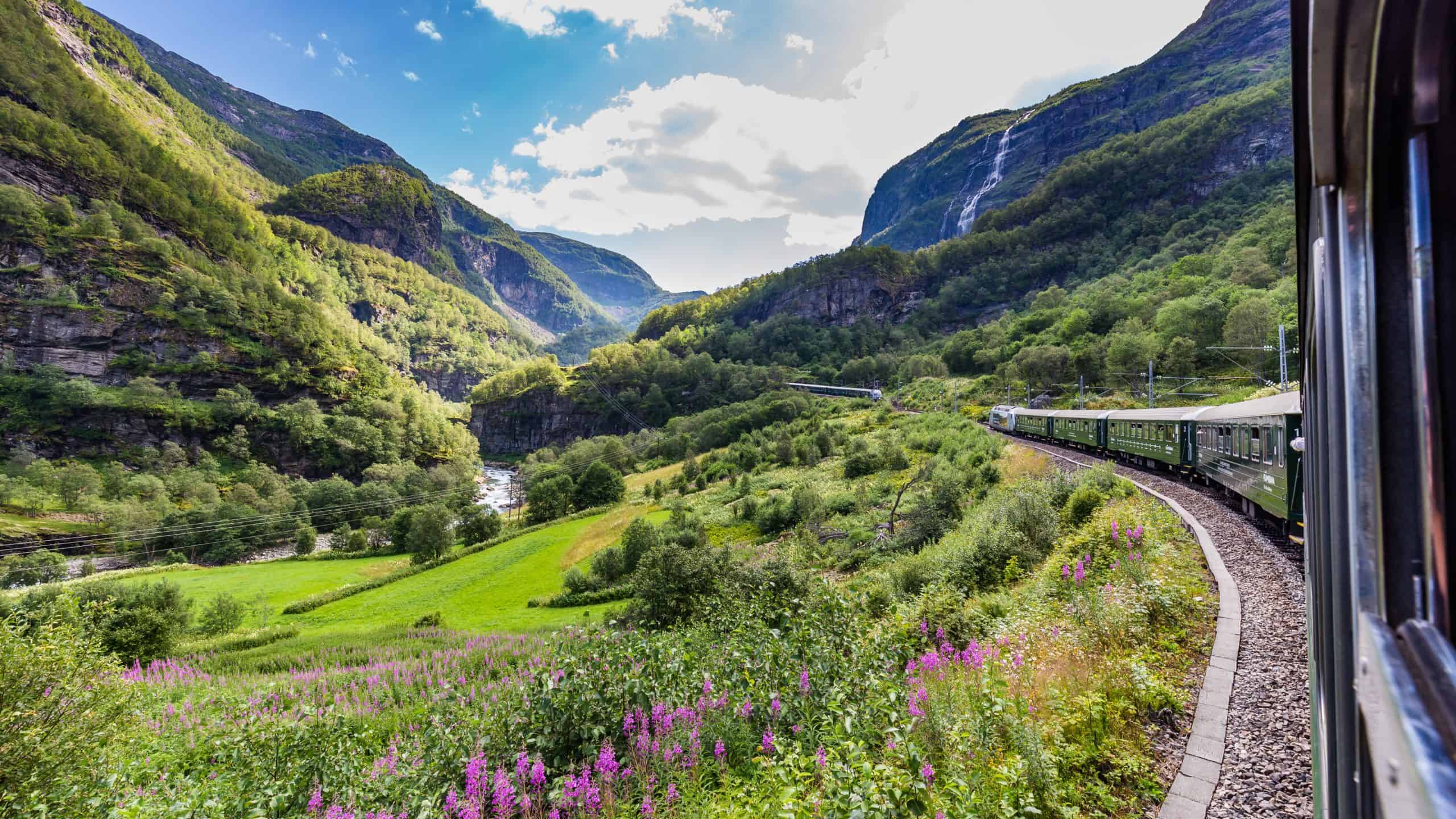 Flamsbana spoorlijn in Flam, Noorwegen